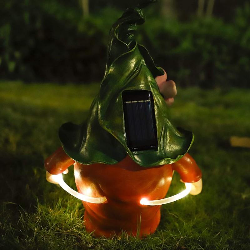 Fluorescent Circle Solar Garden Gnome Statue