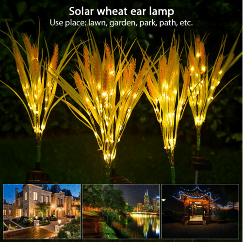 2 Pcs 7 heads Solar Wheat Ear Light