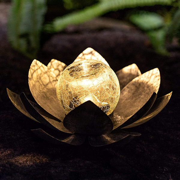 Crackle Lotus Flower Solar Outdoor Light