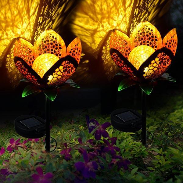 Solar Powered Flower Crackle Garden Light