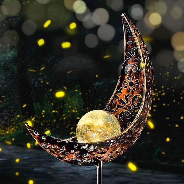 Solar Moon Crackle Garden Decor Light