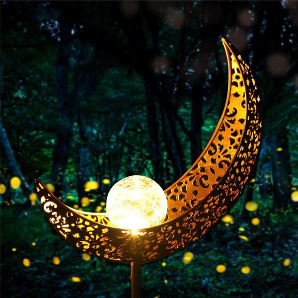 Solar Moon Crackle Garden Decor Light