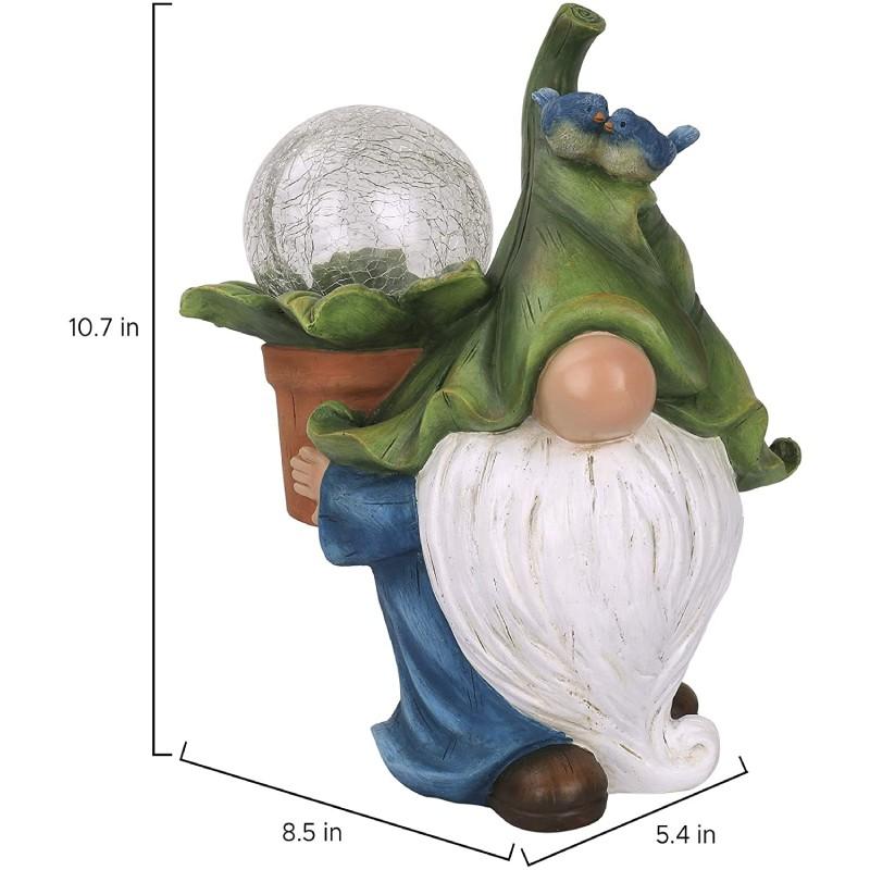 Crackle Ball Solar Garden Gnome Statue