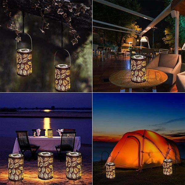 Solar Leaf Pattern Lantern Light