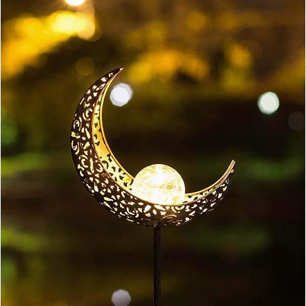 Solar Moon Crackle Garden Decor Light