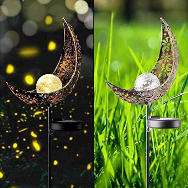 Solar Moon Crackle Garden Decor Light