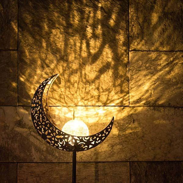 Solar Moon Crackle Garden Decor Light