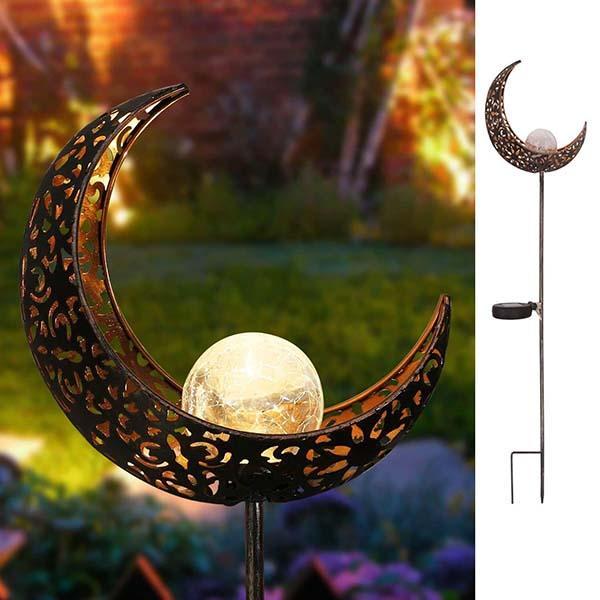 Solar Moon Crackle Garden Decor Light