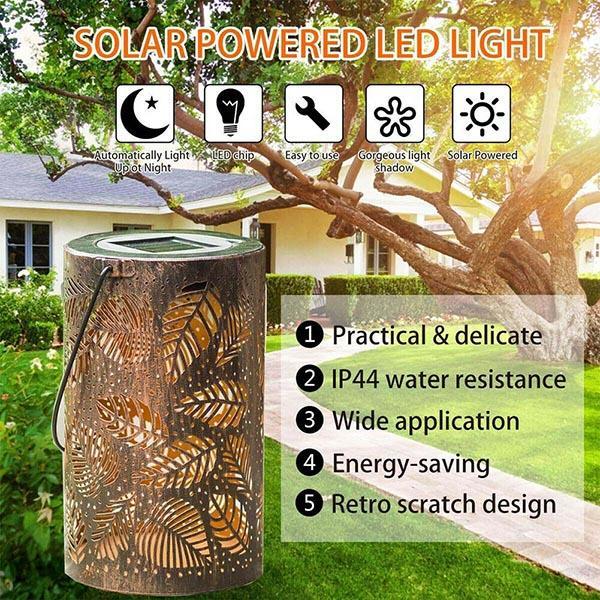 Solar Leaf Pattern Lantern Light