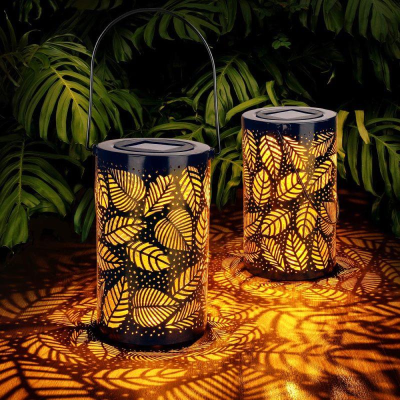 Solar Leaf Pattern Lantern Light