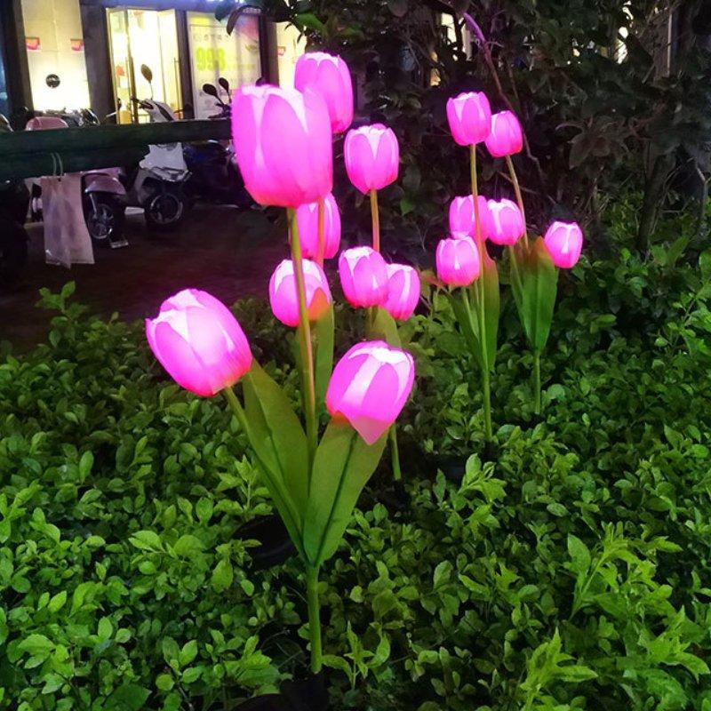 2 Pcs  Tulip Solar Garden Flower Lights