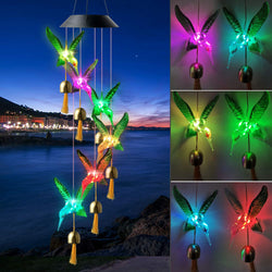 Solar-powered Dangling Hummingbird Bell Light