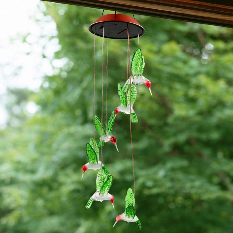 RGB Solar LED Hummingbird Wind Chimes