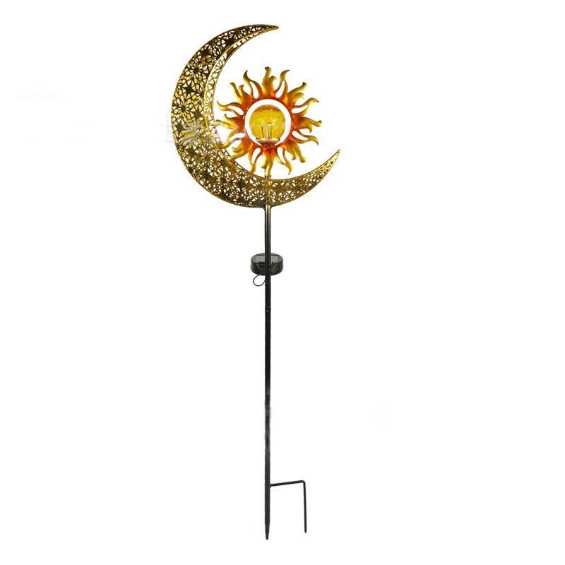 Crackle Glass Solar Moon Garden Lights