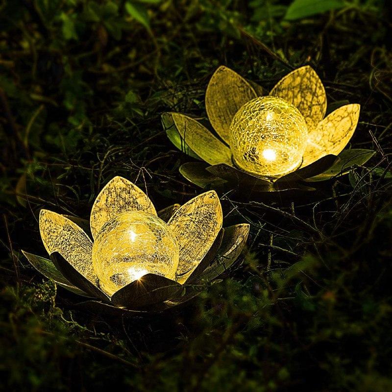 Crackle Lotus Flower Solar Outdoor Light