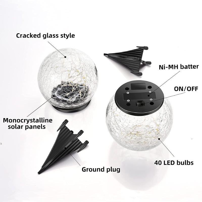 Solar Powered LED Glass Ball Garden Lawn Lamp