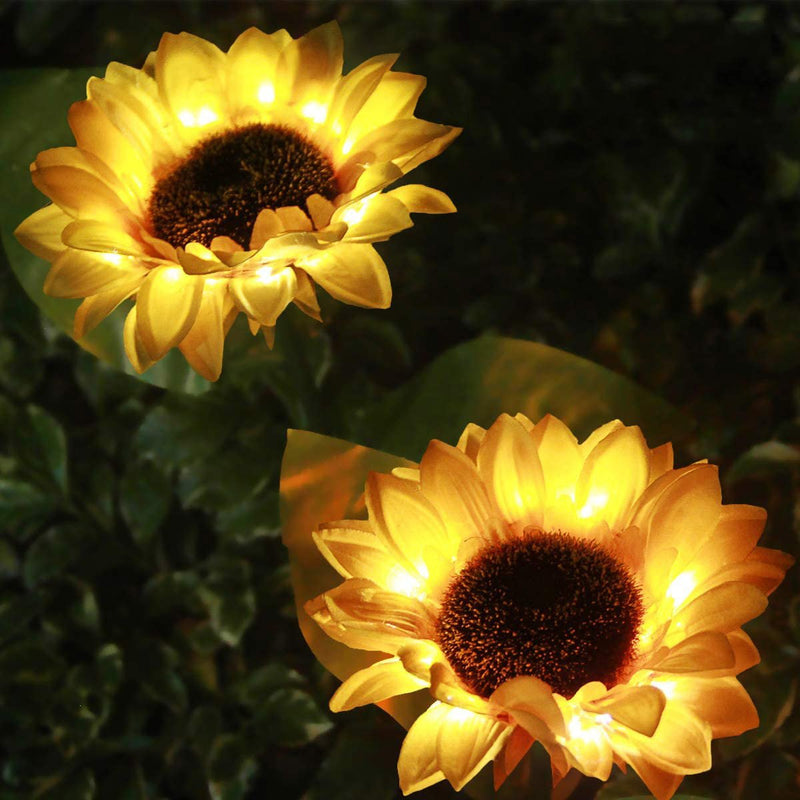 2 Pcs  Solar Powered Sunflower Outdoor Garden Light