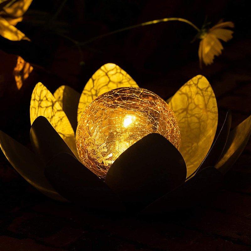 Crackle Lotus Flower Solar Outdoor Light