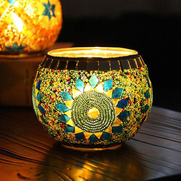 Moroccan Style Mosaic Glass Candle Holder