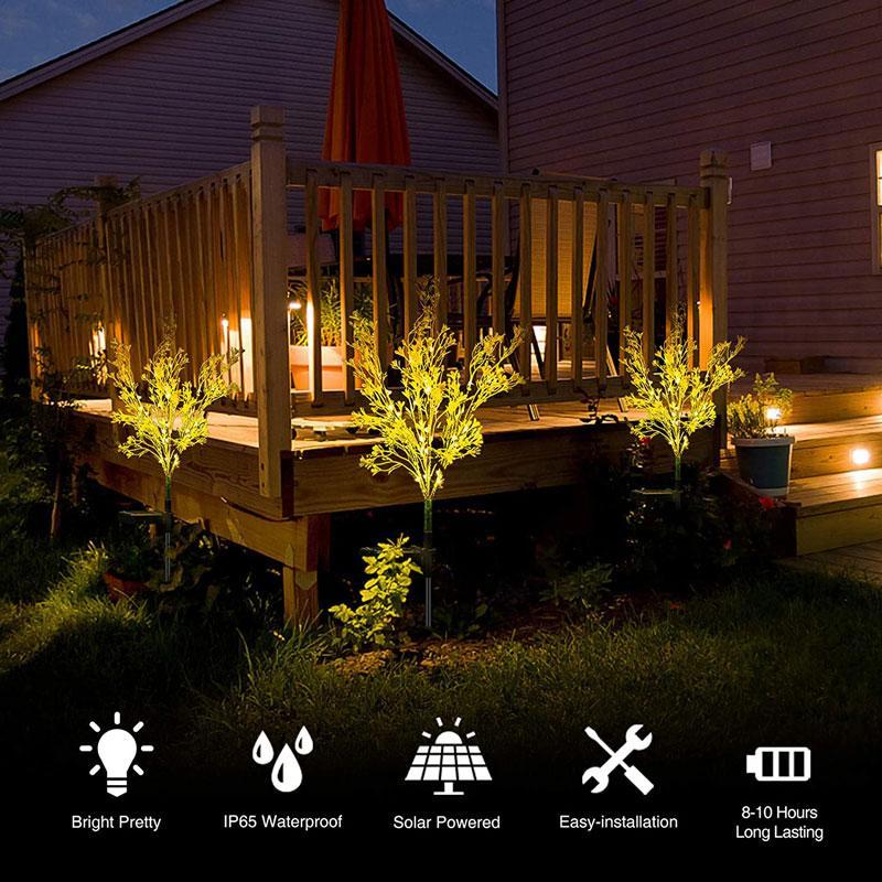 2 Pcs  Solar Flowers Garden Stake Lights