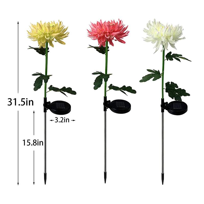 2 Pcs  Solar Chrysanthemum Garden Light