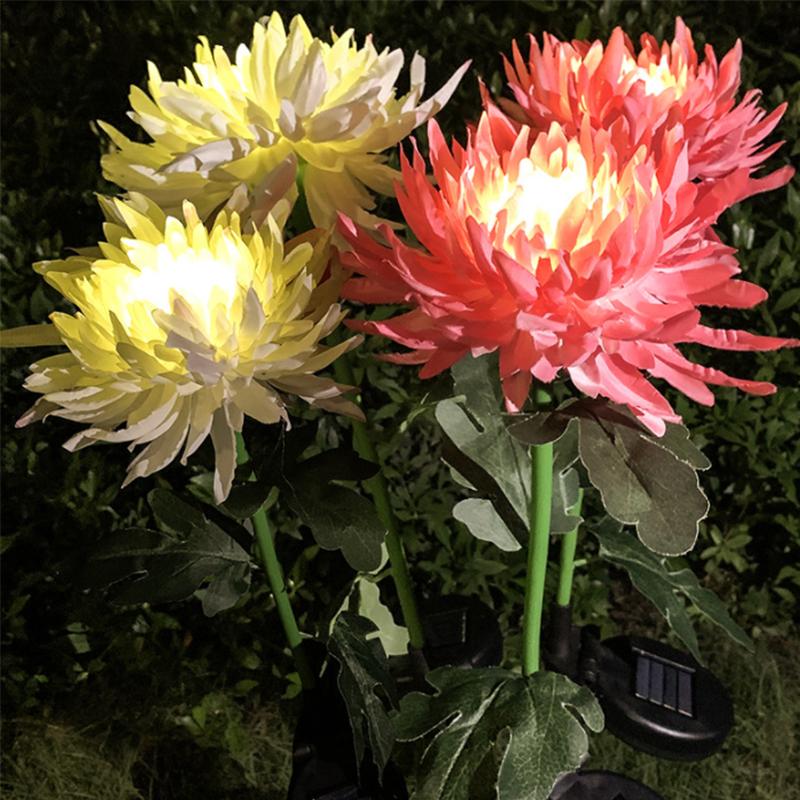 2 Pcs  Solar Chrysanthemum Garden Light